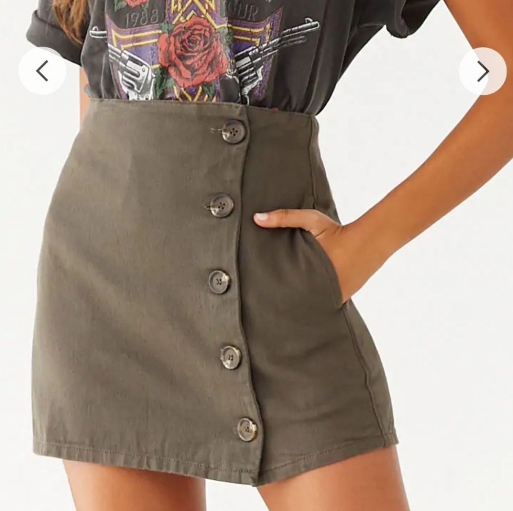 Button-Front Denim Skirt